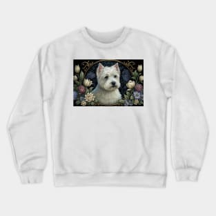 West Highland White Terrier Among Flowers - Art Nouveau Style Crewneck Sweatshirt